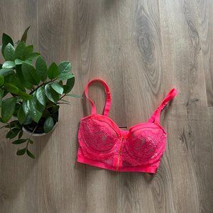 Victoria’s Secret Hot Pink Lace Zip-Up Bustier